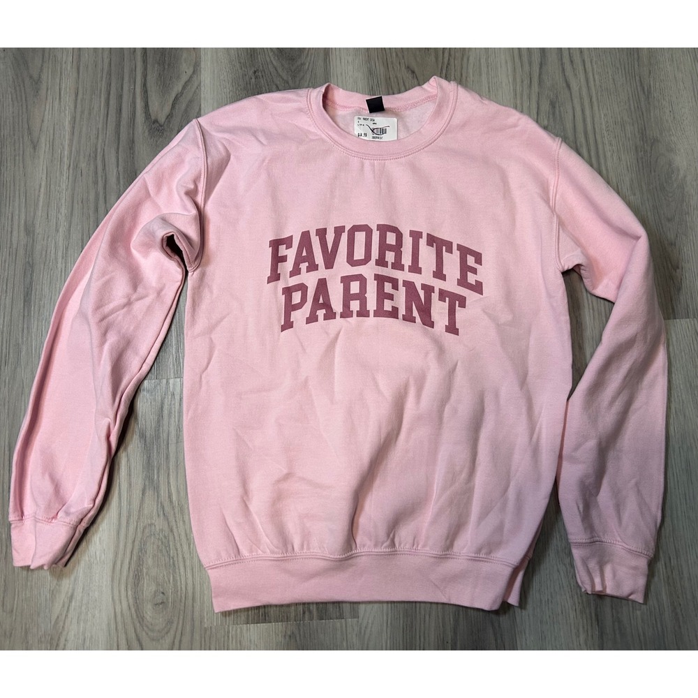 Gildan Womens Favorite Parent Graphic Sweatshirt Cotton Blend Small Light Pink
